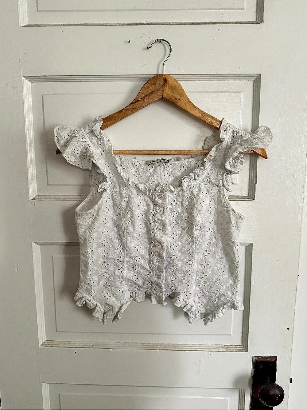 Sandy Liang Palisades Top White Eyelet Blouse